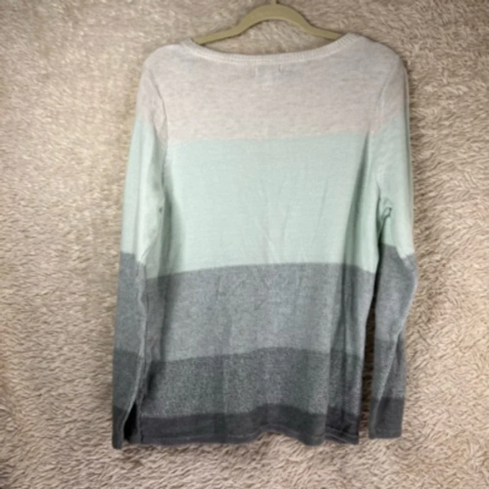 Croft & Barrow Womens Pullover Sweater Beige Color Block Long Sleeve Petites PXL